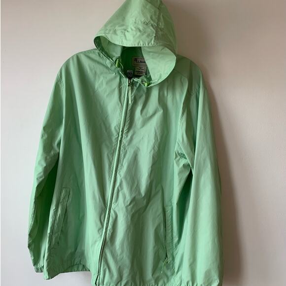 Size XL Women’s L.L. Bean Windbreaker Jacket Chartreuse Green w/ Hood 1990s - Picture 7 of 11